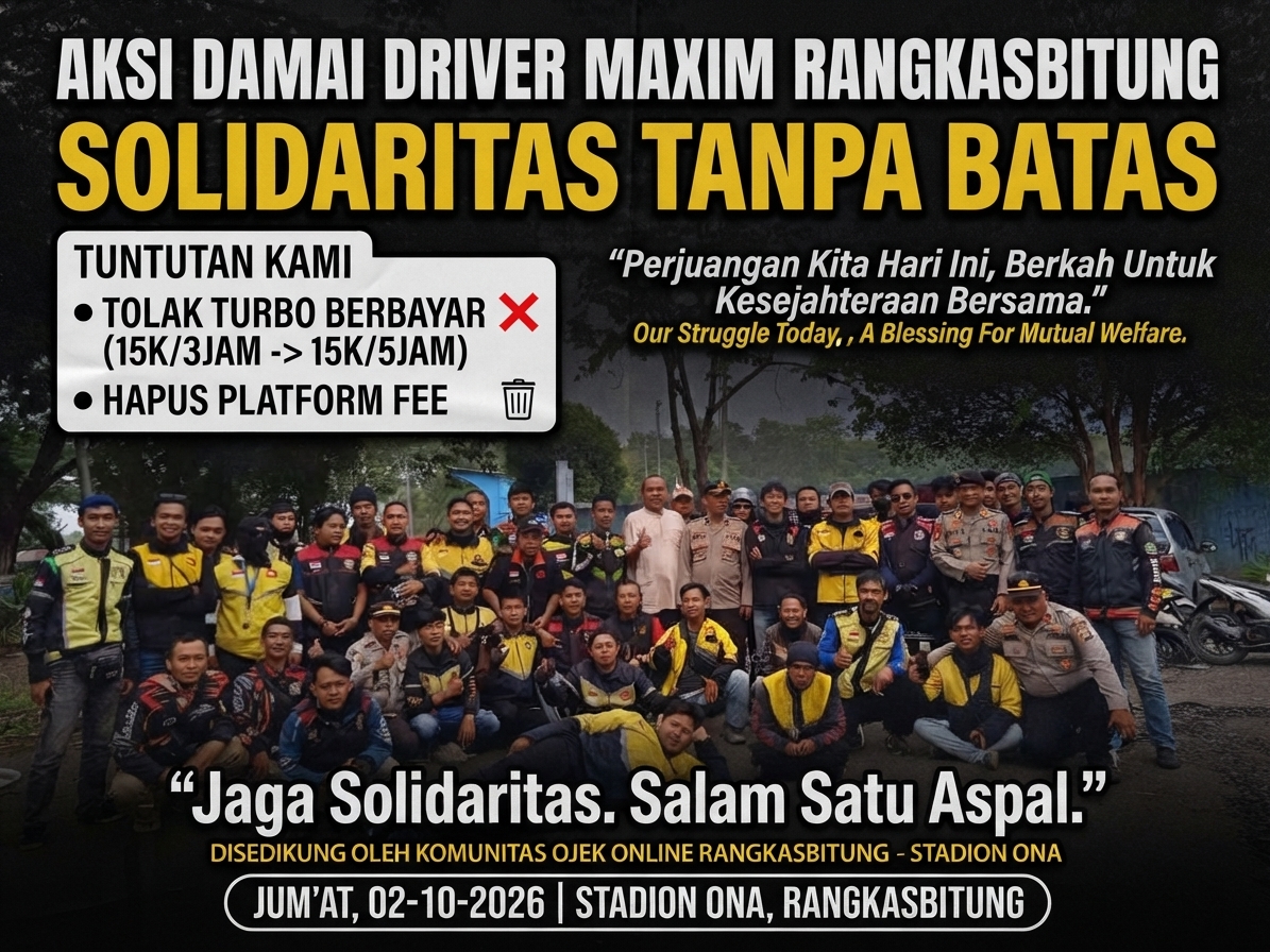 Aksi Solidaritas Driver Maxim Rangkasbitung: Tolak Program “Turbo” Berbayar dan Tuntut Penghapusan Platform Fee